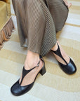 Impiria Black decoletè t-bar in nappa nera tacco 8 artigianale marchigiano