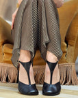 Impiria Black decoletè t-bar in nappa nera tacco 8 artigianale marchigiano