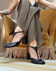 Impiria Black decoletè t-bar in nappa nera tacco 8 artigianale marchigiano
