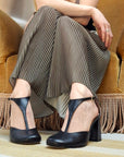 Impiria Black decoletè t-bar in nappa nera tacco 8 artigianale marchigiano