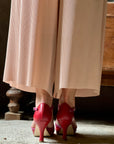 Minnie Red sandalo in pelle e camoscio color rosso tacco 7 artigianale toscano