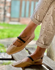 Setter Nude ballerina chanel in pelle beige artigianale marchigiana