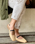 Setter Nude ballerina chanel in pelle beige artigianale marchigiana