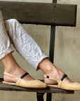 Setter Nude ballerina chanel in pelle beige artigianale marchigiana