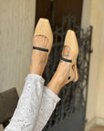 Setter Nude ballerina chanel in pelle beige artigianale marchigiana