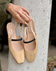 Setter Nude ballerina chanel in pelle beige artigianale marchigiana