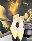Paulette Yellow decolletè in nappa gialla con cinturino tacco 6cm artigianale marchigiano