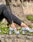 Carioca Polvere sandalo in pelle aperto color polvere tacco 7.5 artigianale toscana