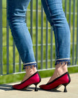 Amelie Cicla decollete in nappa ciclamino con elastico tacco 6cm artigianale marchigiana