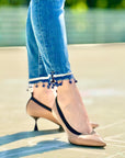 Amelie Cipria decollete in nappa cipria con elastico tacco 6cm artigianale marchigiana