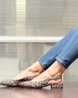 Jet Leo ballerina chanel in tessuto stampato con tacco 2 cm. artigianale pugliese
