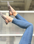 Jet Leo ballerina chanel in tessuto stampato con tacco 2 cm. artigianale pugliese