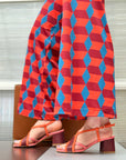 Vivi Orange sandalo in nappa bordeaux e camoscio arancio tacco 6.5 lavorazione pugliese