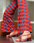 Vivi Orange sandalo in nappa bordeaux e camoscio arancio tacco 6.5 lavorazione pugliese