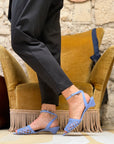 Hook Lavanda sandalo con tamaia intrecciata kitten heel 3.5cm artigianale marchigiana
