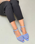 Hook Lavanda sandalo con tamaia intrecciata kitten heel 3.5cm artigianale marchigiana