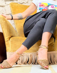 Hook Ottone sandalo con tamaia intrecciata kitten heel 3.5cm artigianale marchigiana