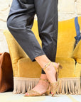 Hook Ottone sandalo con tamaia intrecciata kitten heel 3.5cm artigianale marchigiana