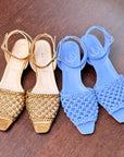 Hook Ottone sandalo con tamaia intrecciata kitten heel 3.5cm artigianale marchigiana