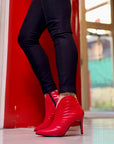 Rachel Red tronchetto in pelle rosso con tacco artigianale toscano