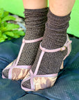 Lanai Sugo sandalo t bar open toe con tacco in sughero e nappa  artigianale
