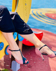 Potter Pink scarpa da tango tacco 8 cm in nappa rosa e nera artigianale pugliese