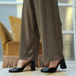 Image of Impiria Black decoletè t-bar  in nappa nera tacco 8 artigianale marchigiano