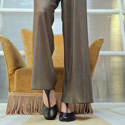 Image of Impiria Black decoletè t-bar  in nappa nera tacco 8 artigianale marchigiano