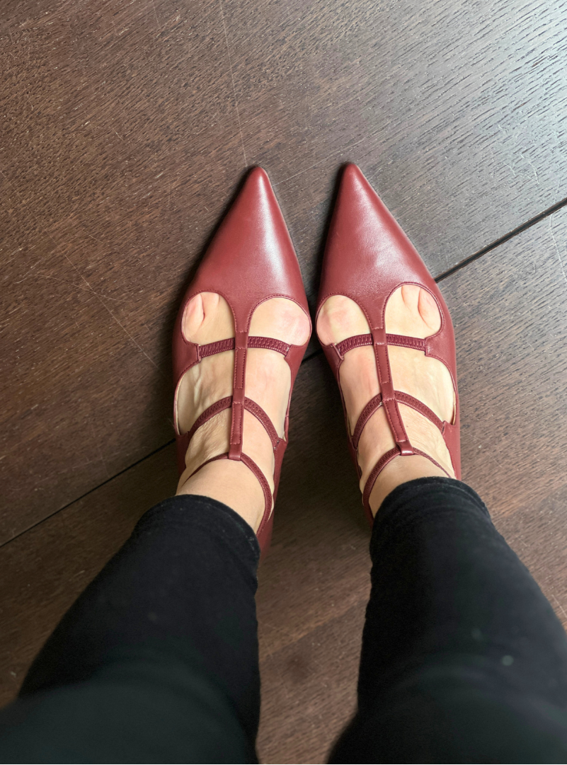 Yara Brick decollete in nappa con cinturini tacco 3cm artigianale marchigiana
