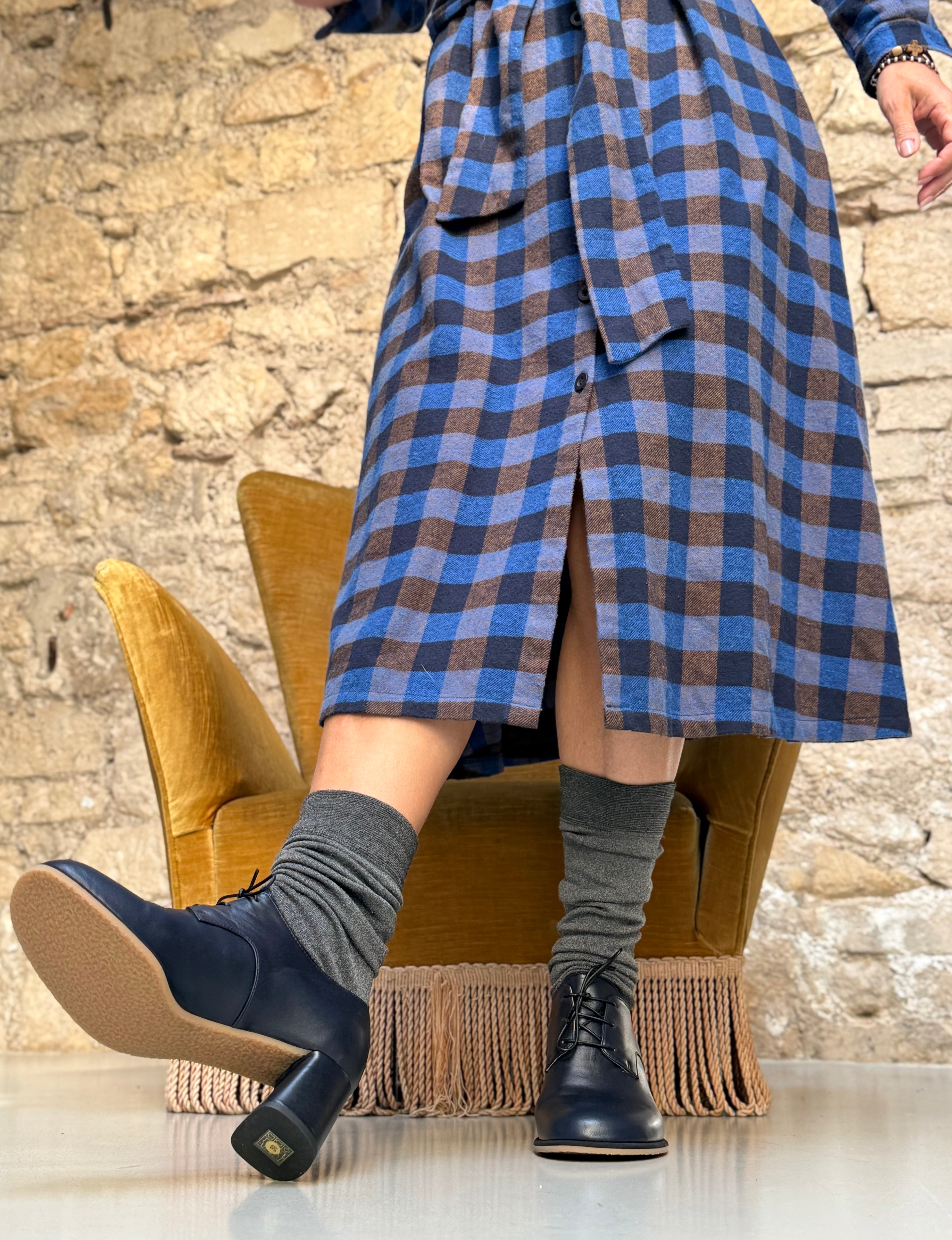 Image of Soho Navy francesina in nappa blu tacco 6 lav. artigianale marchigiana
