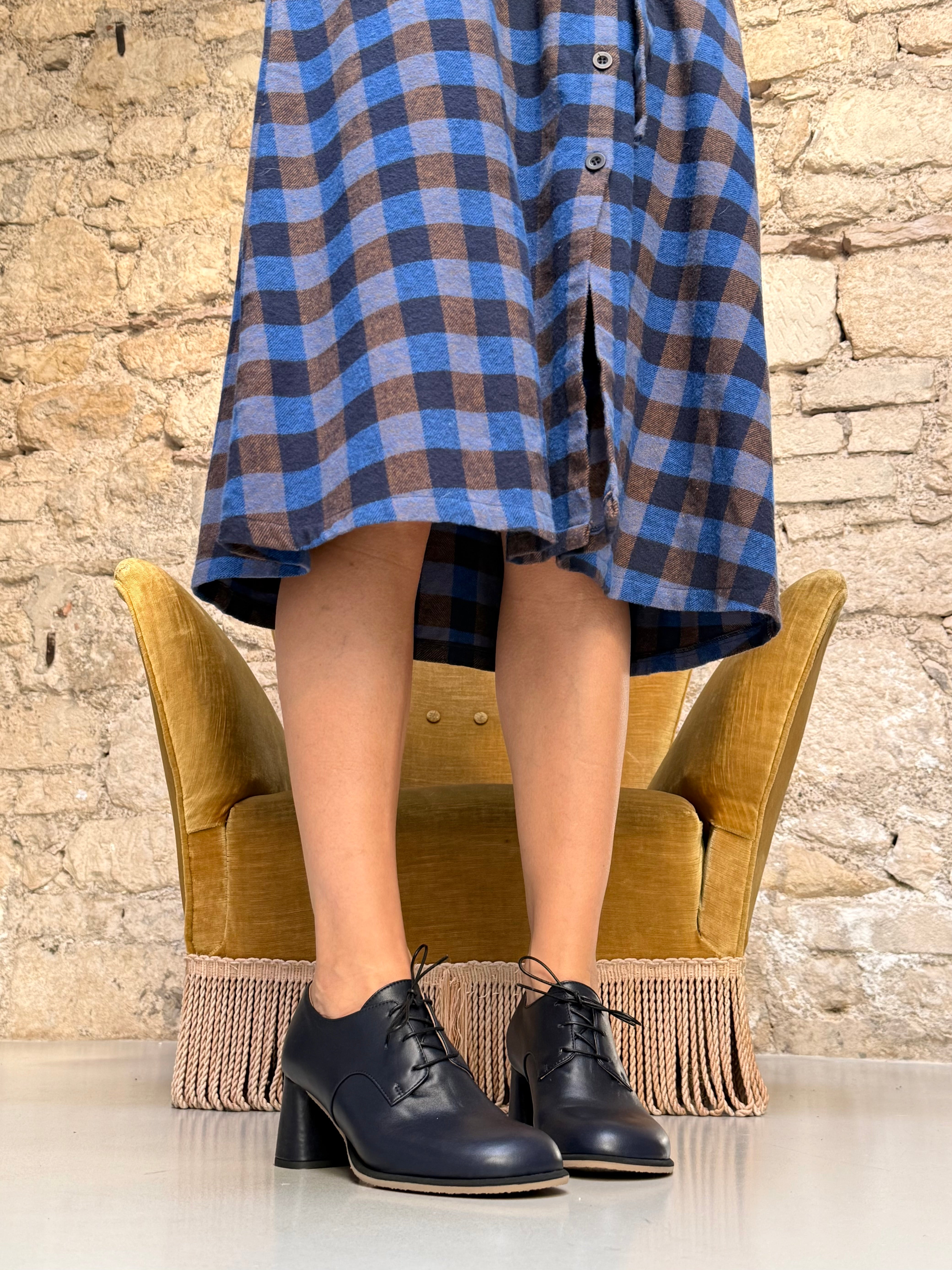 Image of Soho Navy francesina in nappa blu tacco 6 lav. artigianale marchigiana
