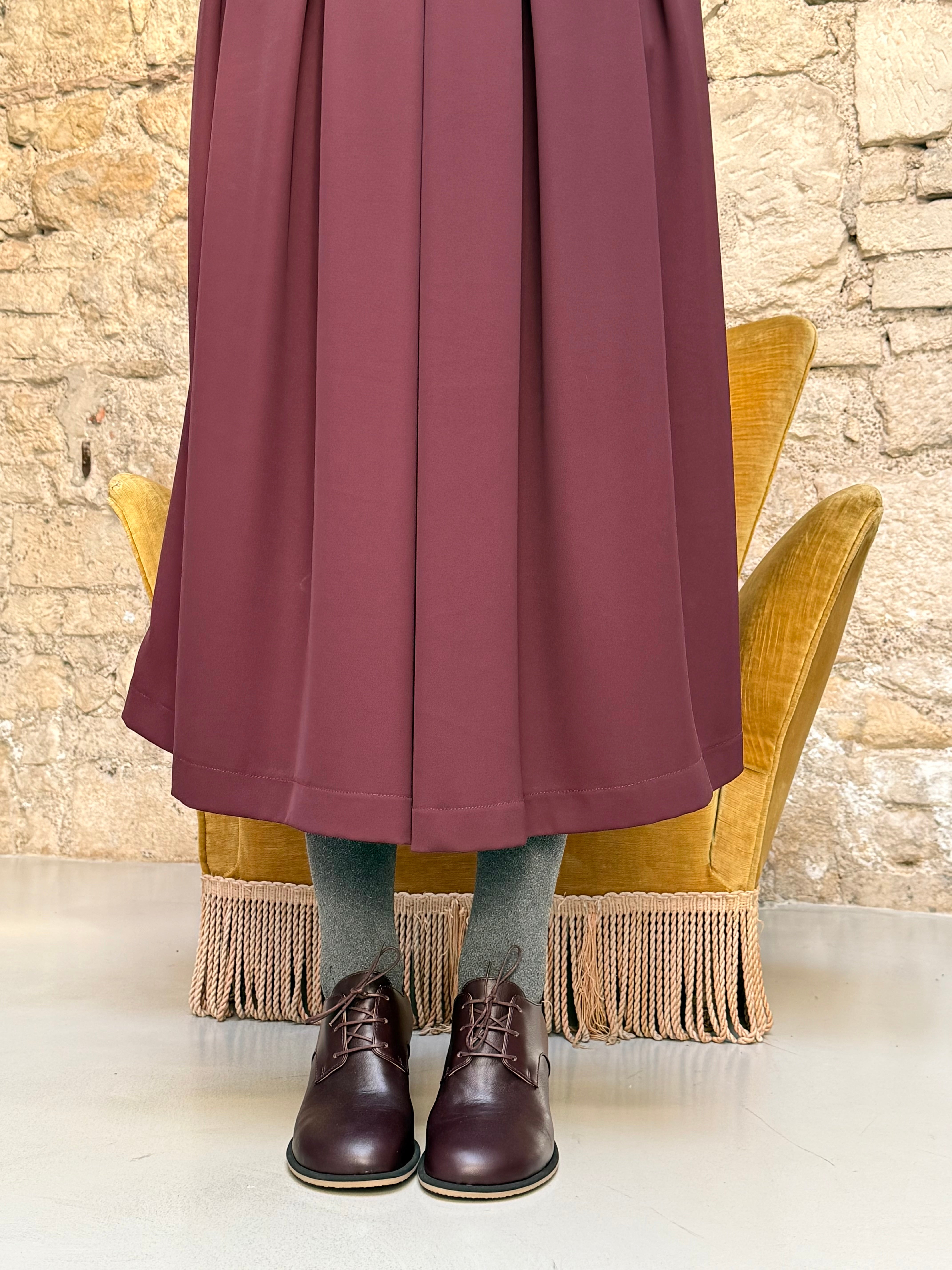 Image of Soho Bordò francesina in nappa bordeaux tacco 6 lav. artigianale marchigiana