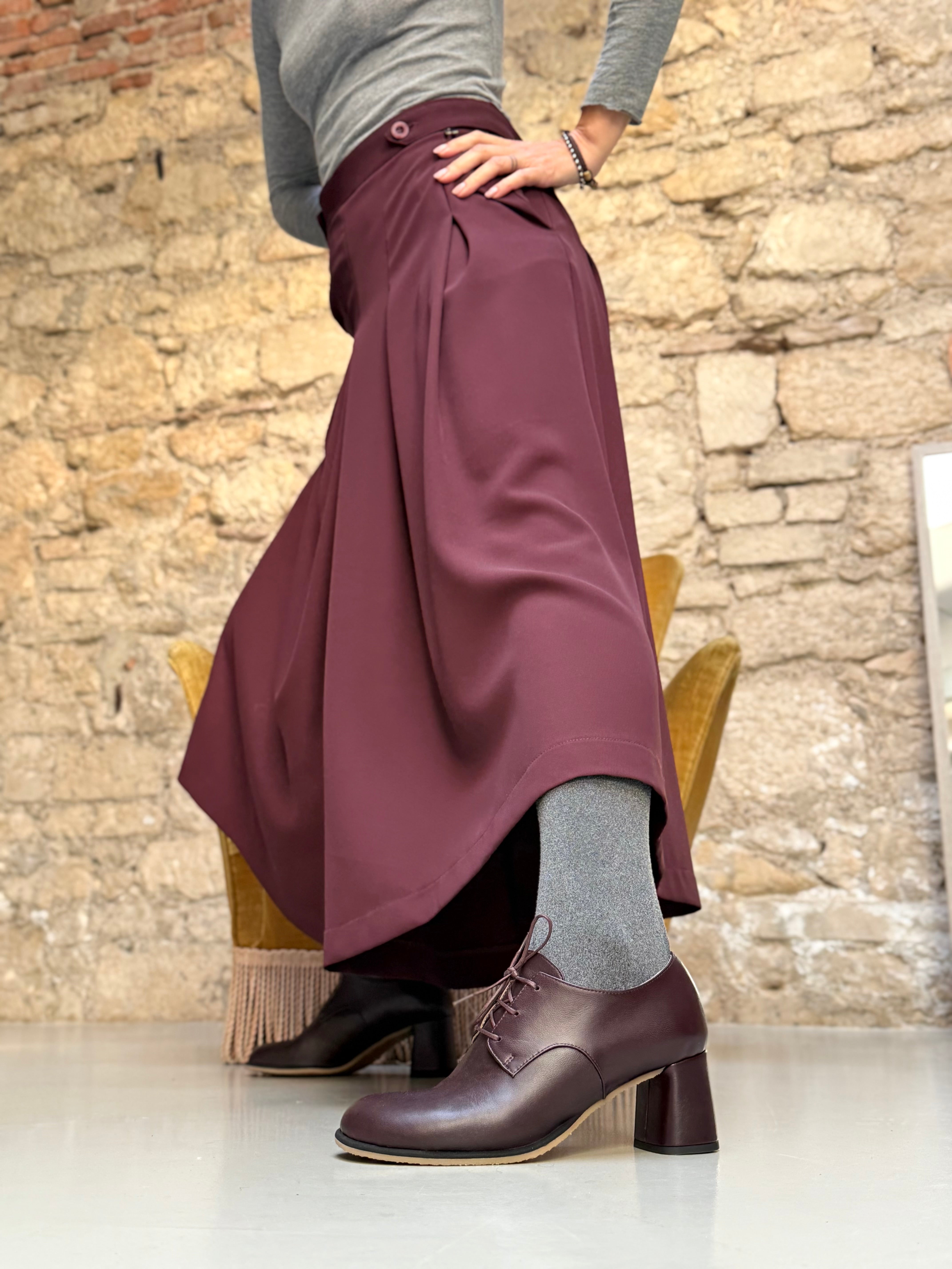 Image of Soho Bordò francesina in nappa bordeaux tacco 6 lav. artigianale marchigiana