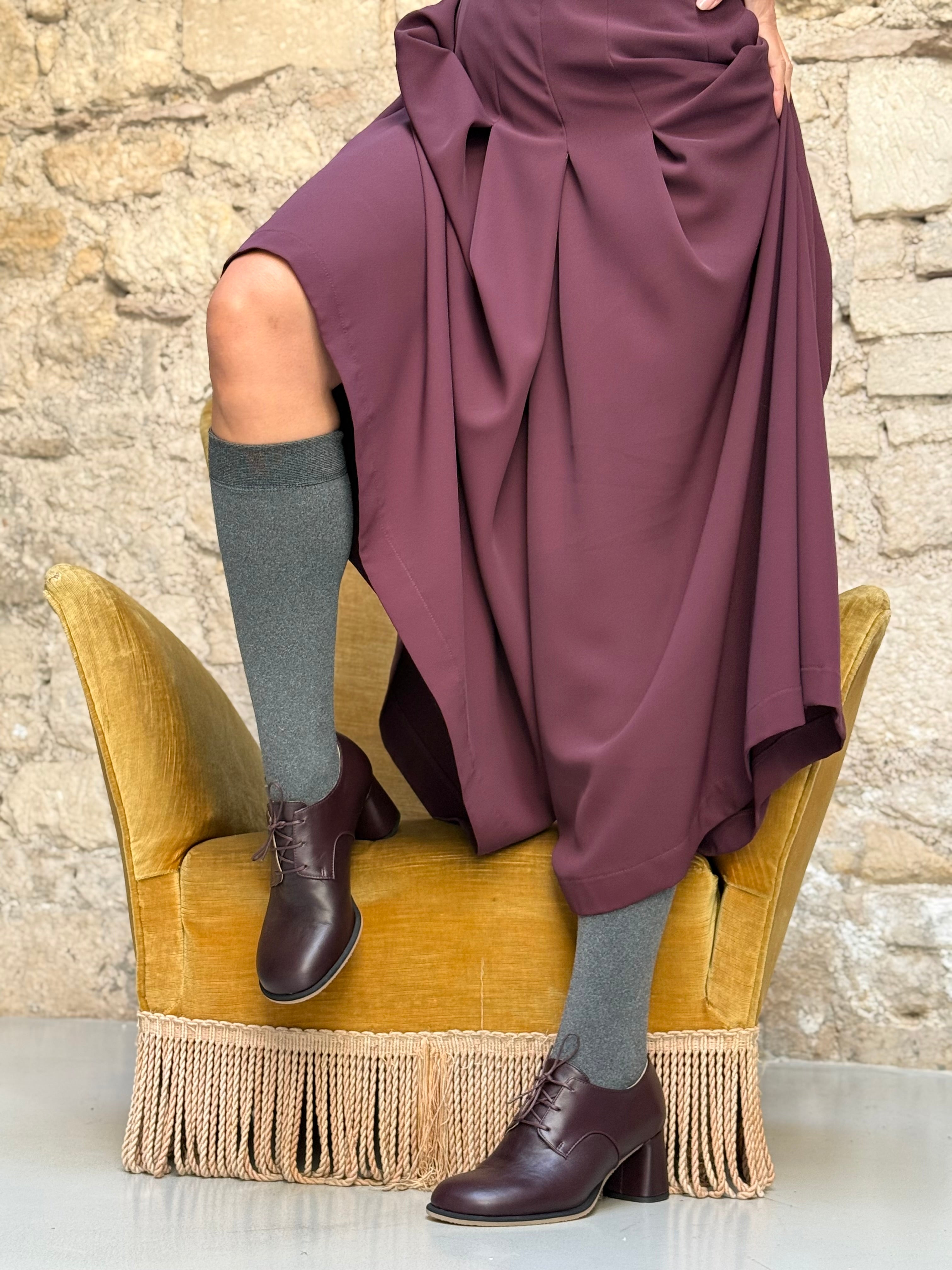 Image of Soho Bordò francesina in nappa bordeaux tacco 6 lav. artigianale marchigiana