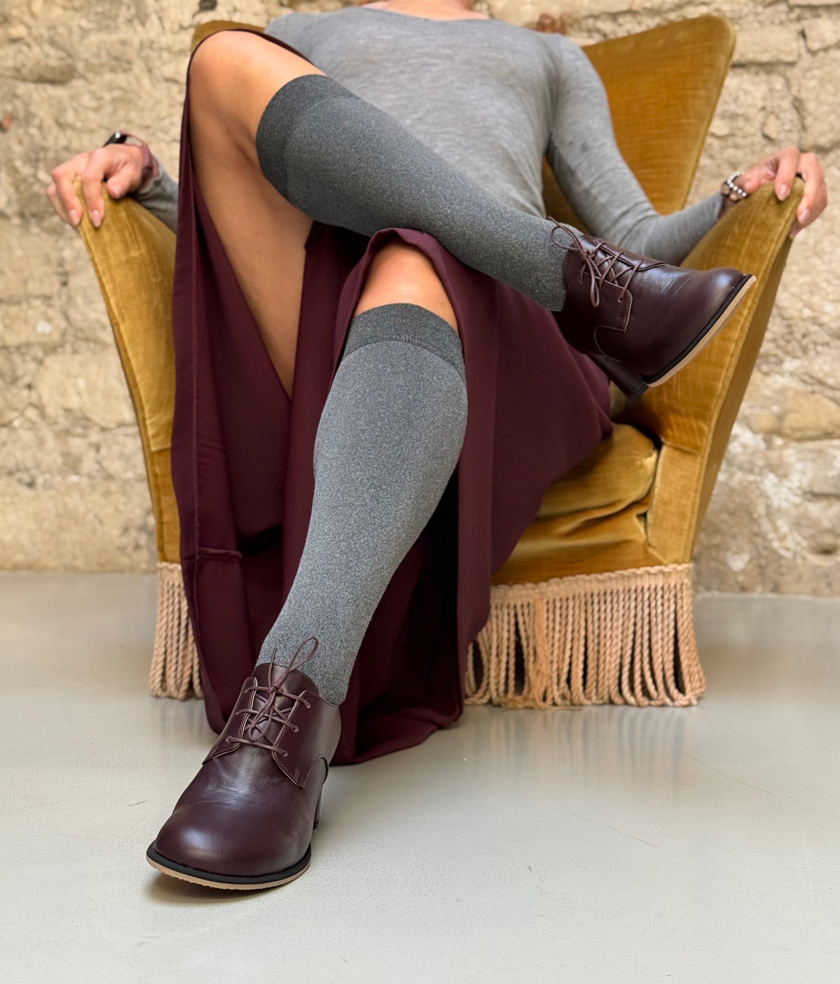 Image of Soho Bordò francesina in nappa bordeaux tacco 6 lav. artigianale marchigiana