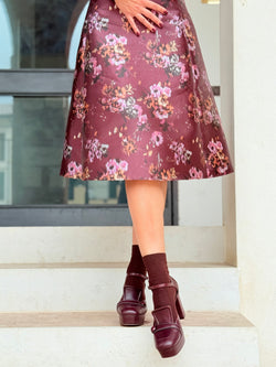 Image of Nico Bordeaux decollete in nappa bordeaux con cinturini e con plateaux tacco 8.5 cm artigianale marchigiana