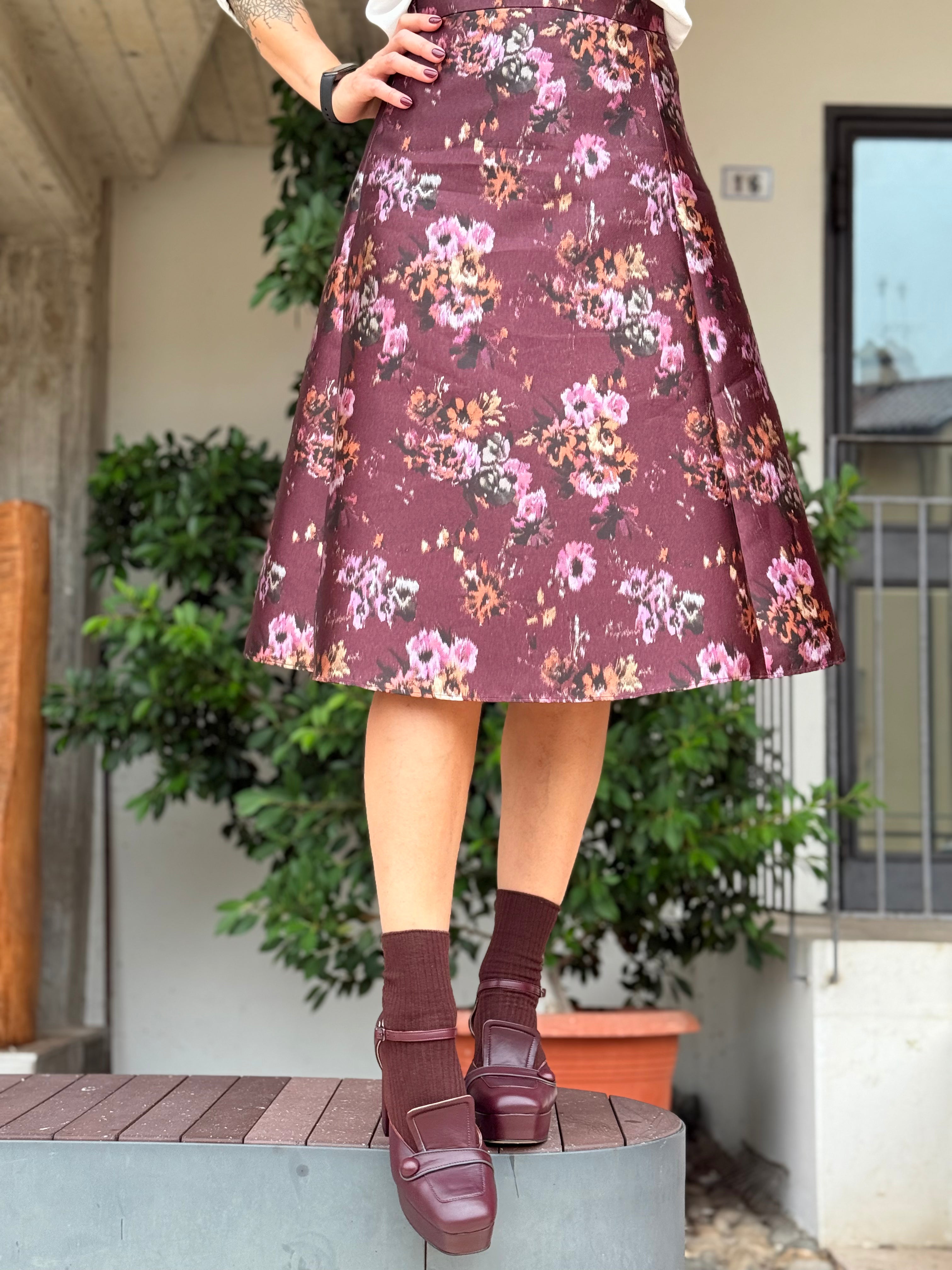 Image of Nico Bordeaux decollete in nappa bordeaux con cinturini e con plateaux tacco 8.5 cm artigianale marchigiana