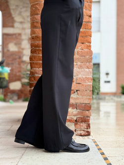 Image of Tenebra Black mocassino allacciato in nappa nera - 2 cm - lavorazione artigianale
