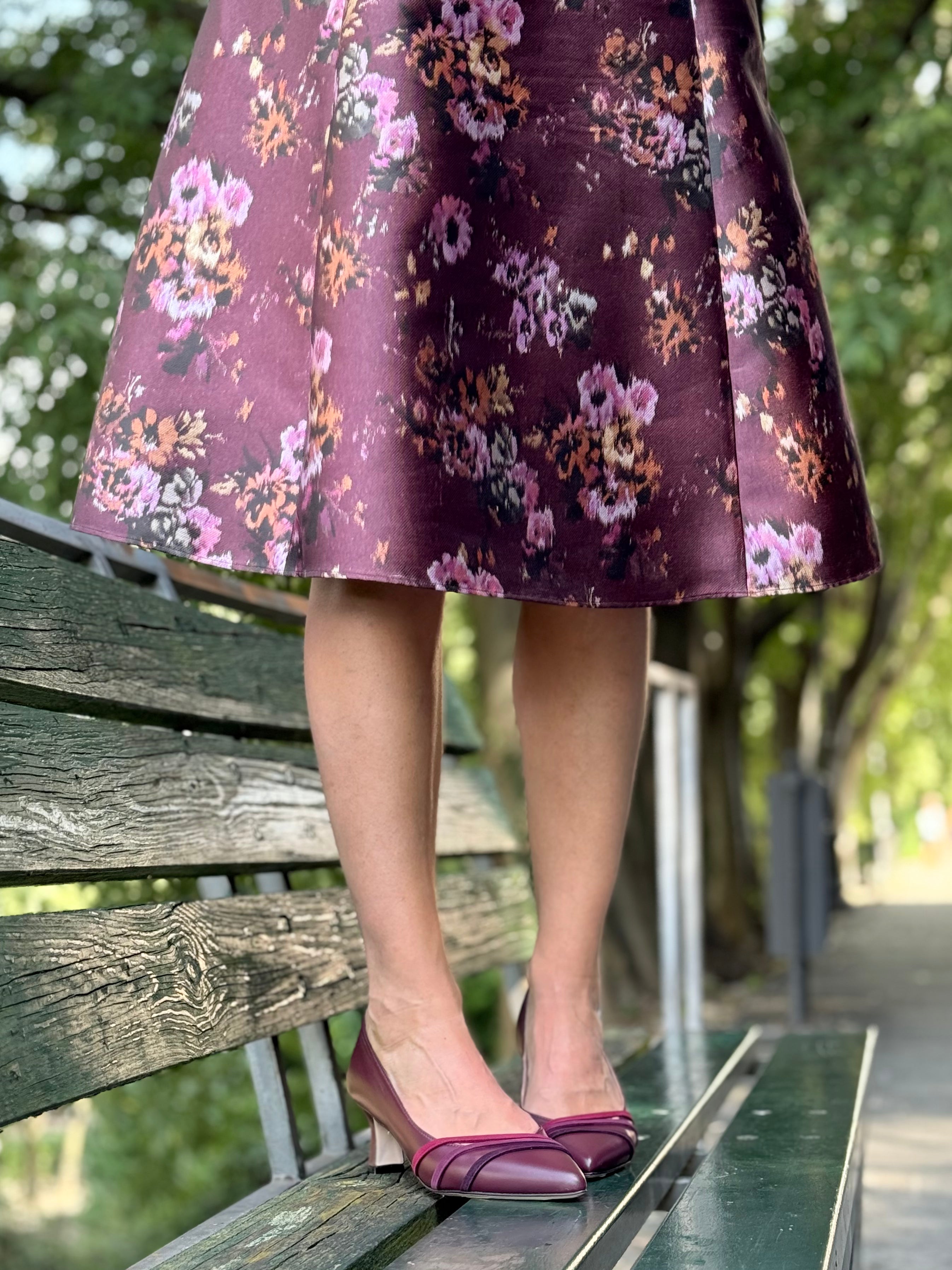 Image of Imogen Bordeaux decollete in pelle bordeaux tacco 6 cm artigianale toscana