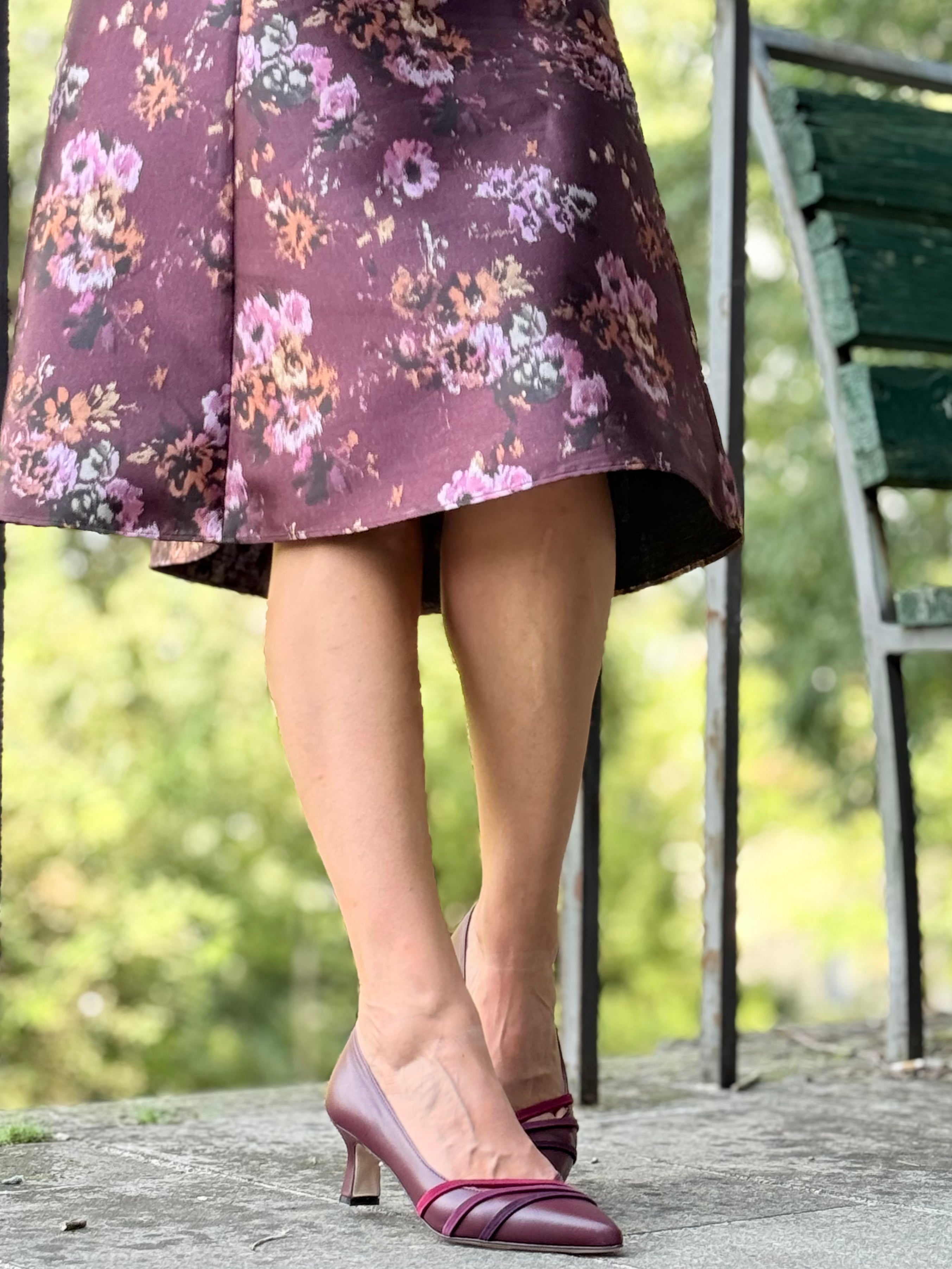 Image of Imogen Bordeaux decollete in pelle bordeaux tacco 6 cm artigianale toscana