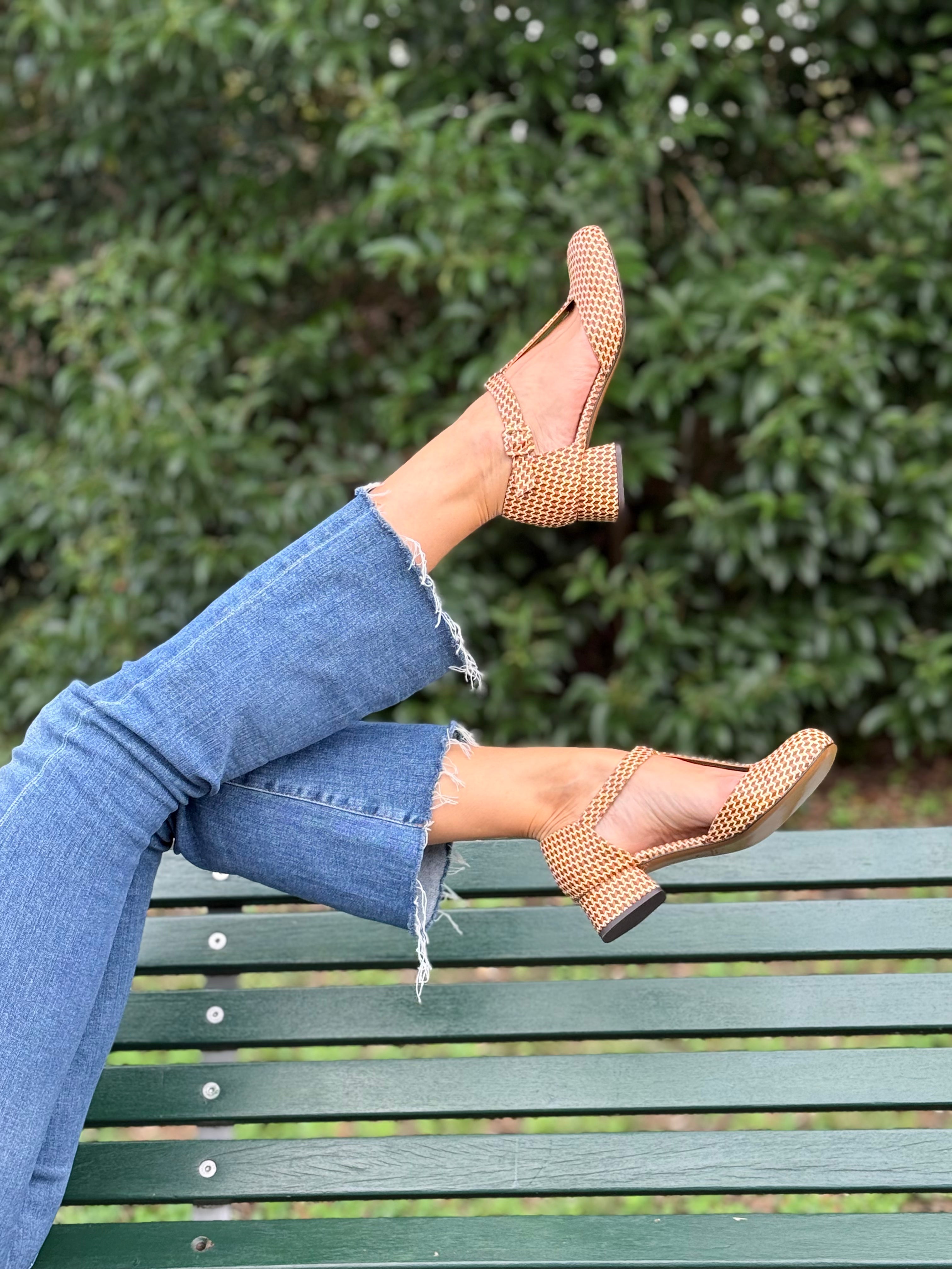 Image of Laos Kubic decollete t-bar in pelle stampata multicolore tacco 3.5cm t-bar lagattaconglistivali