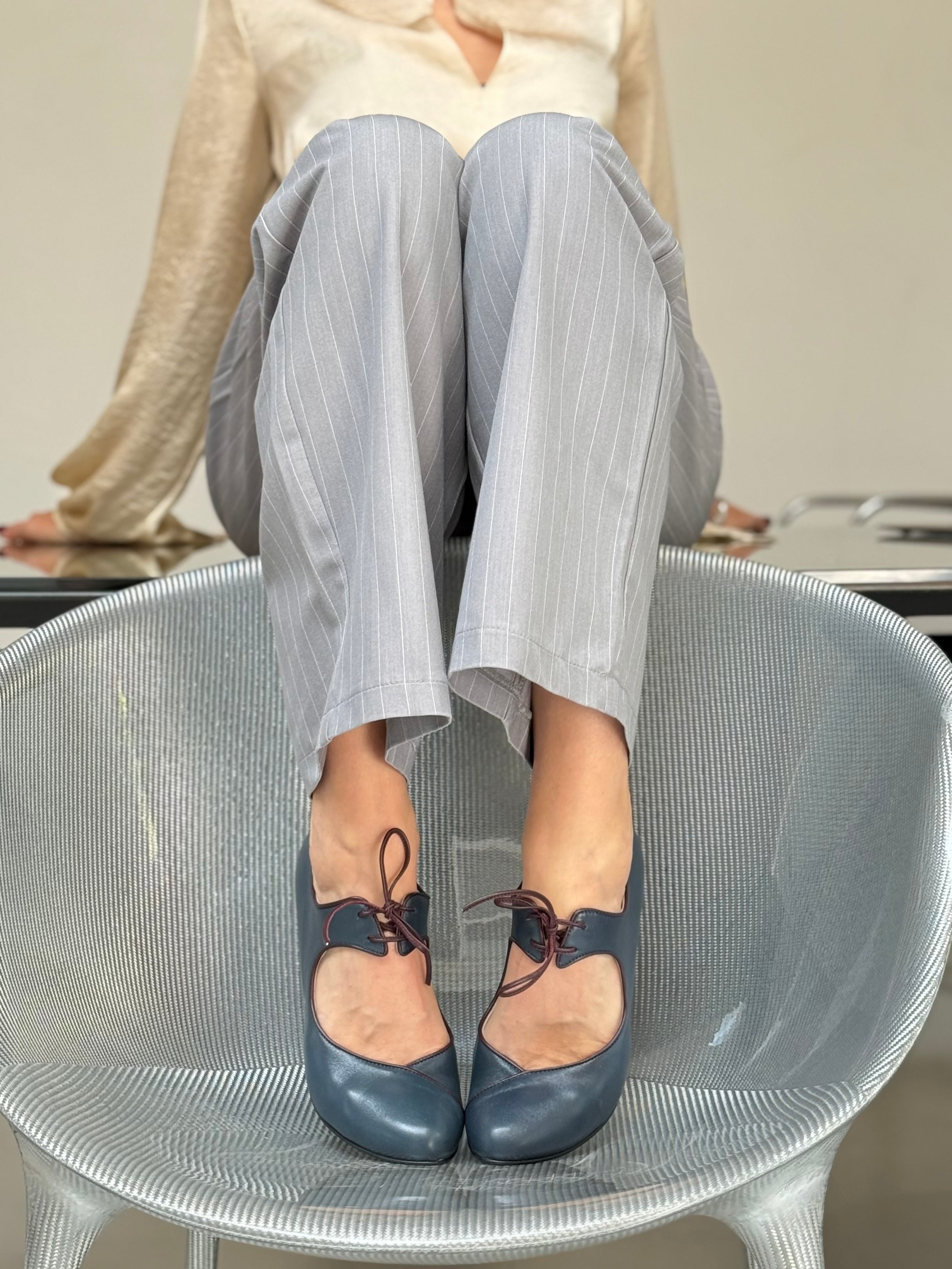 Image of Liz Petrolio maryjane francesina in nappa petrolio tacco 8 artigianale marchigiana