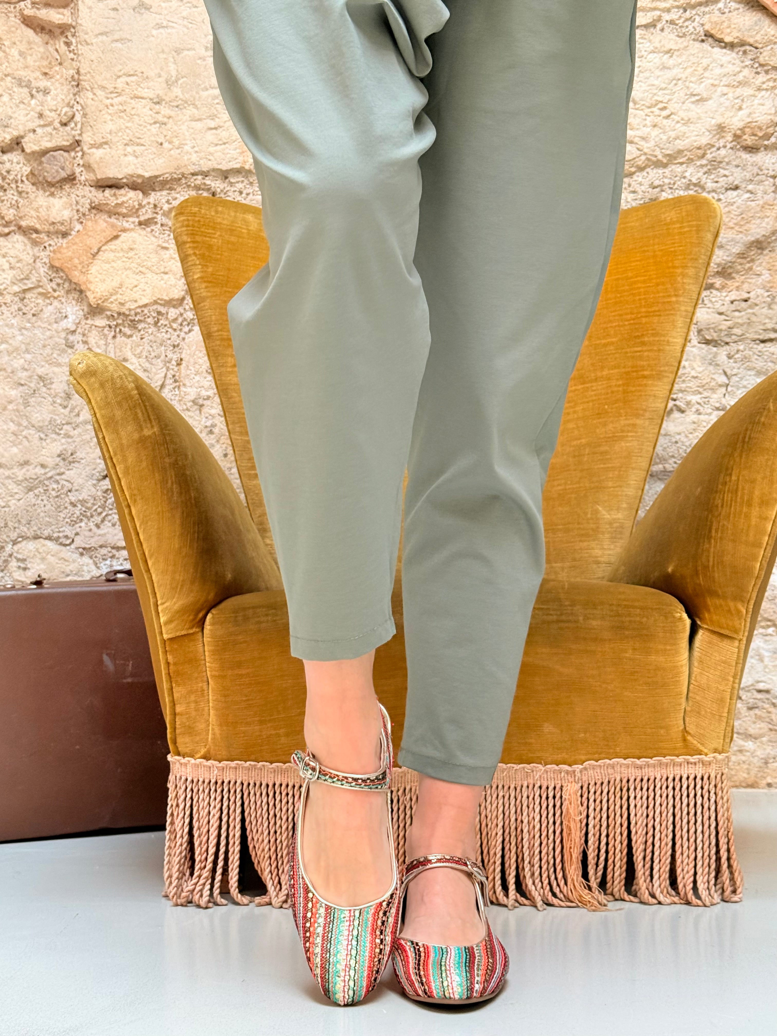 Image of VEG Arlene Multi ballerina slingback in tessuto multicolore artigianale toscana