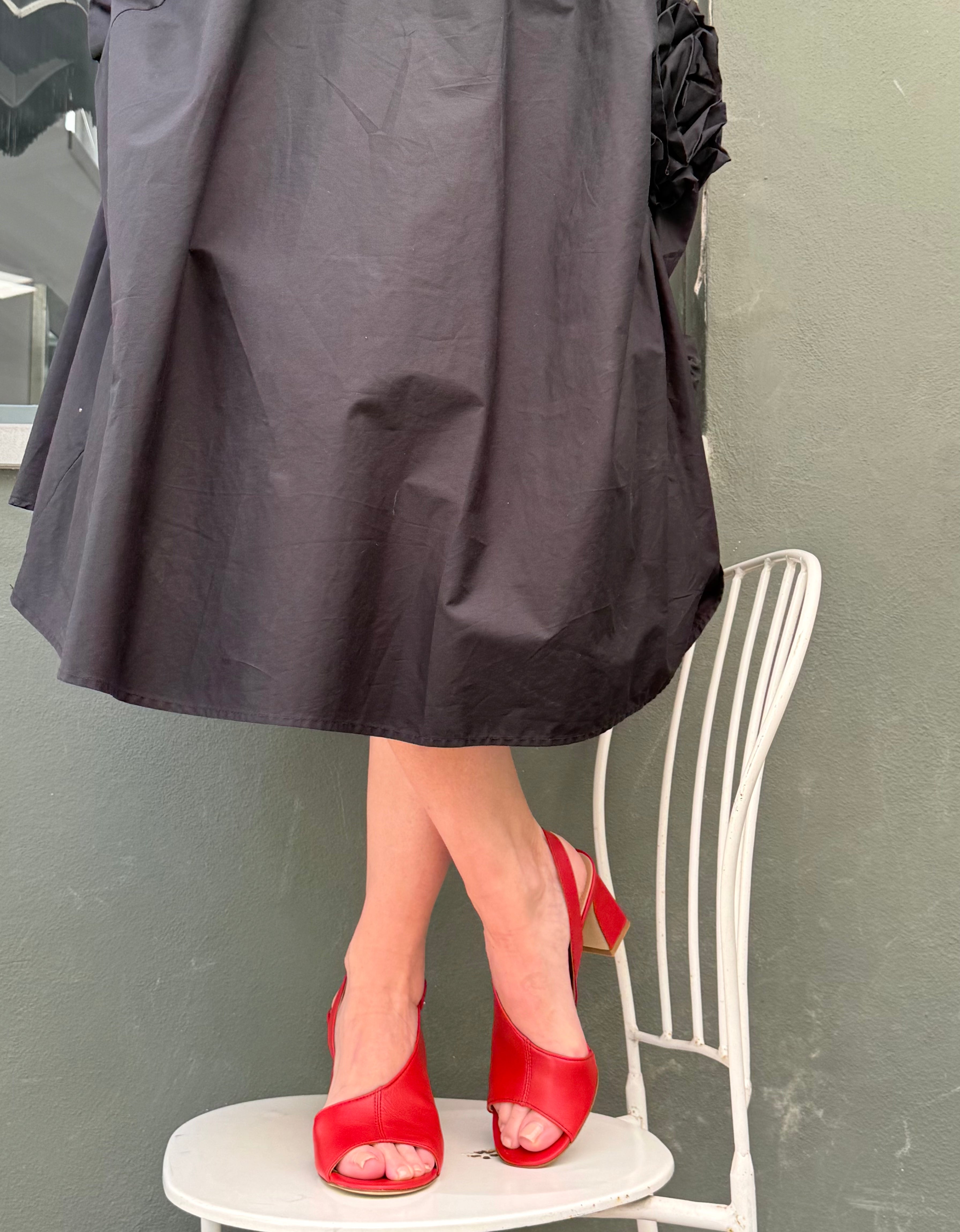 Image of Vinny Red sandalo open toe chanel in nappa rossa tacco 8cm artigianale marchigiana
