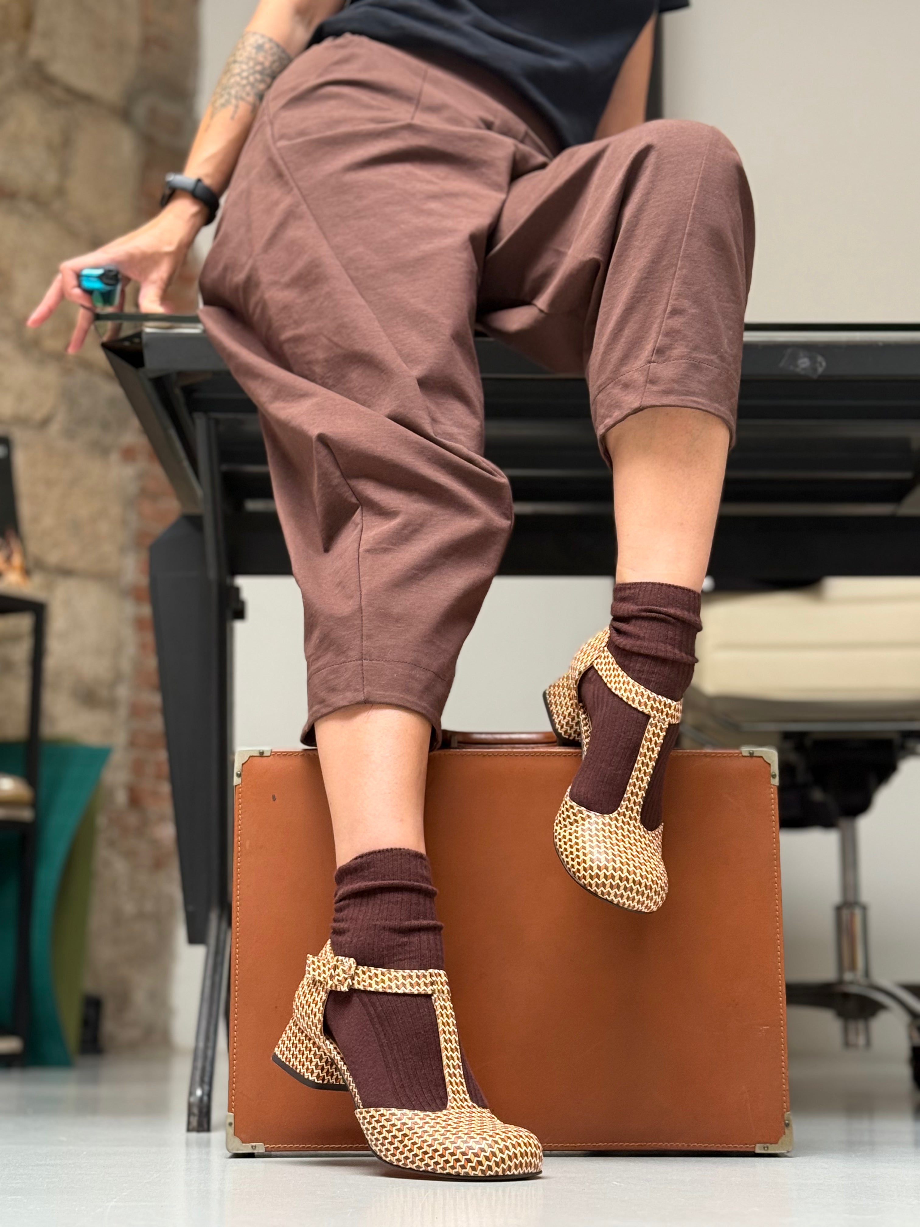 Image of Laos Kubic decollete t-bar in pelle stampata multicolore tacco 3.5cm t-bar lagattaconglistivali