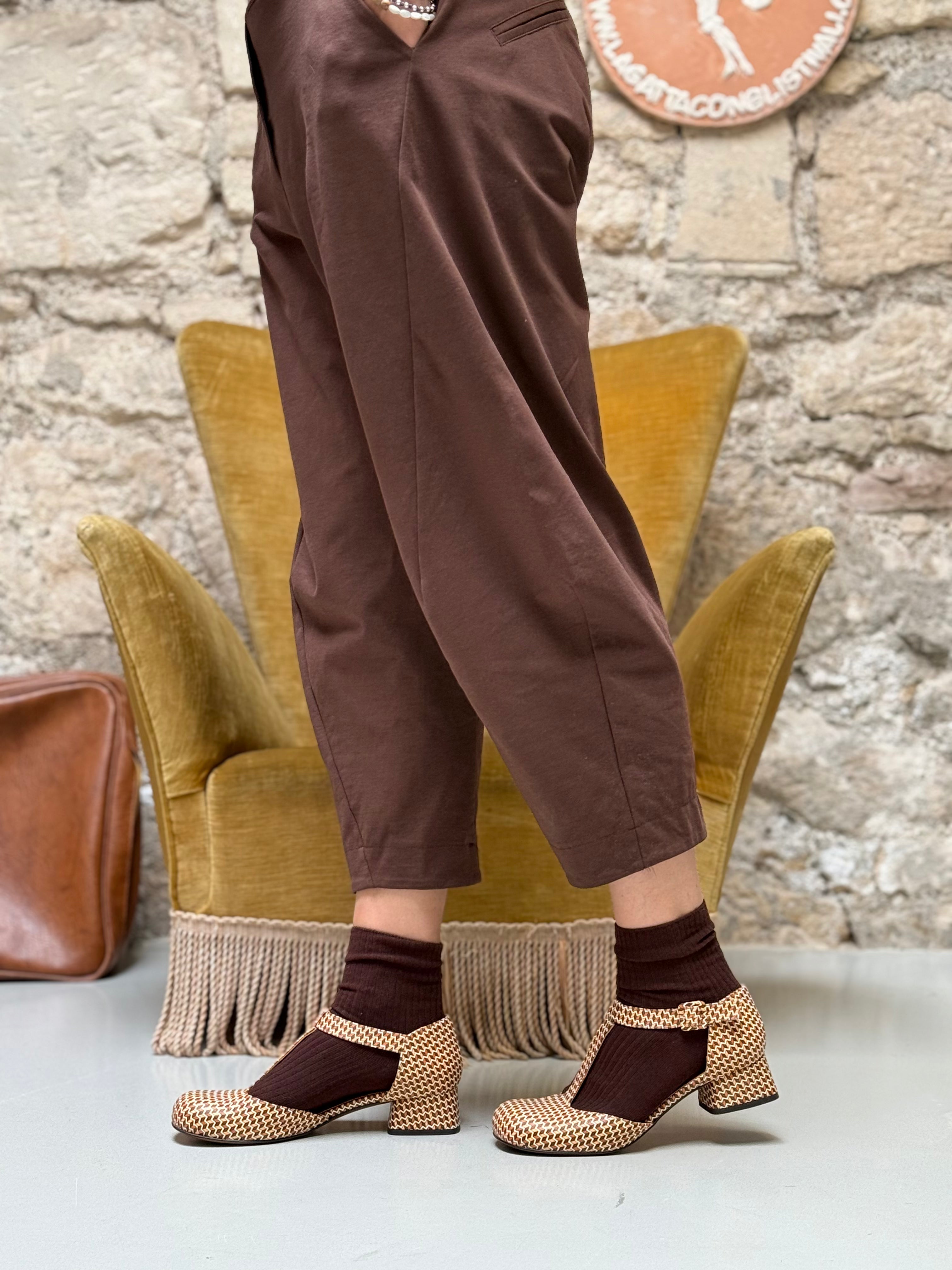 Image of Laos Kubic decollete t-bar in pelle stampata multicolore tacco 3.5cm t-bar lagattaconglistivali