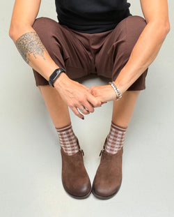 Image of Levante Brown  scarpa bassa in crosta marrone con cerniera tacco 2 cm artigianale