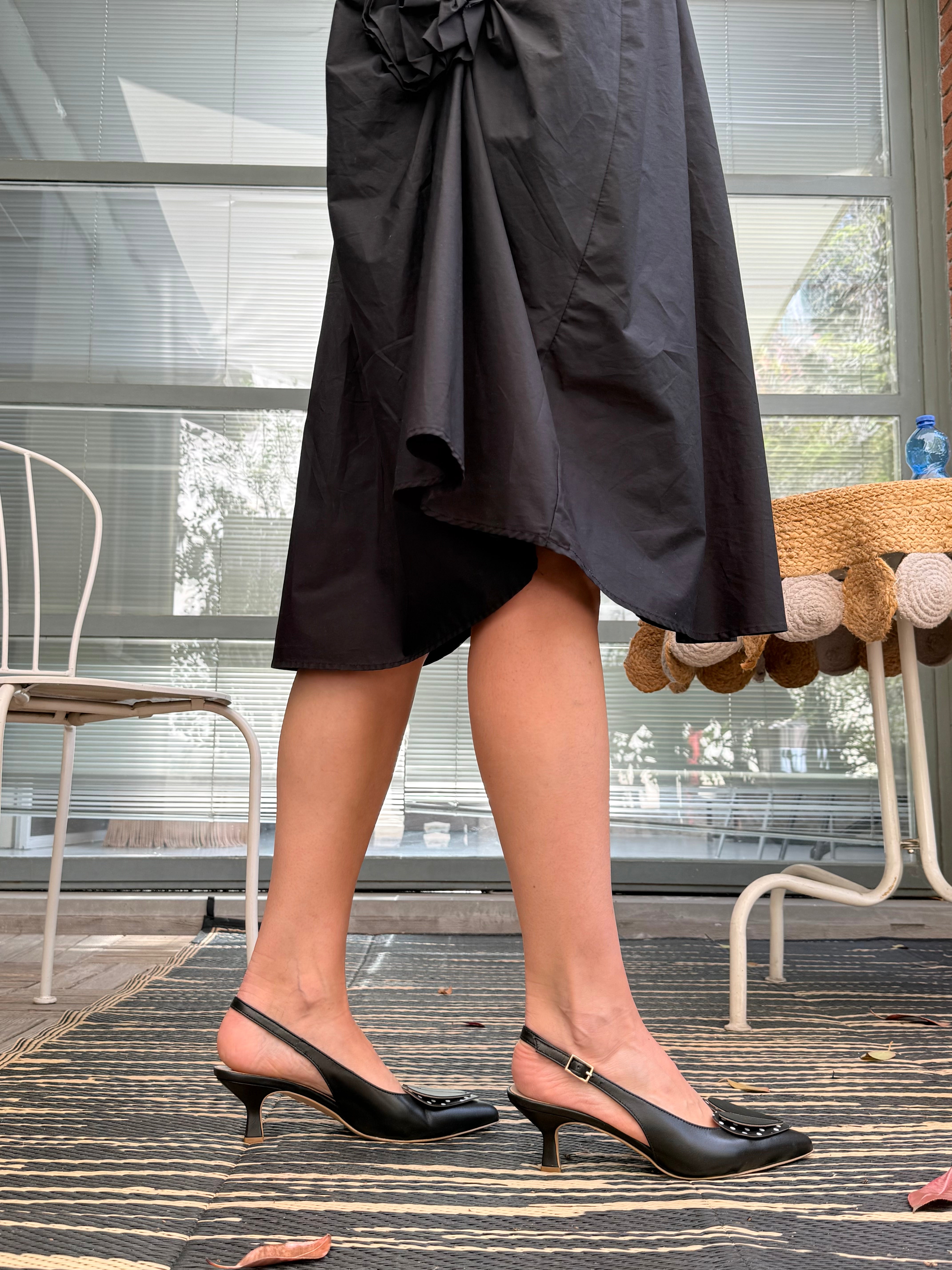 Image of Diana Black chanel in nappa nera tacco 5.5 artigianale pugliese