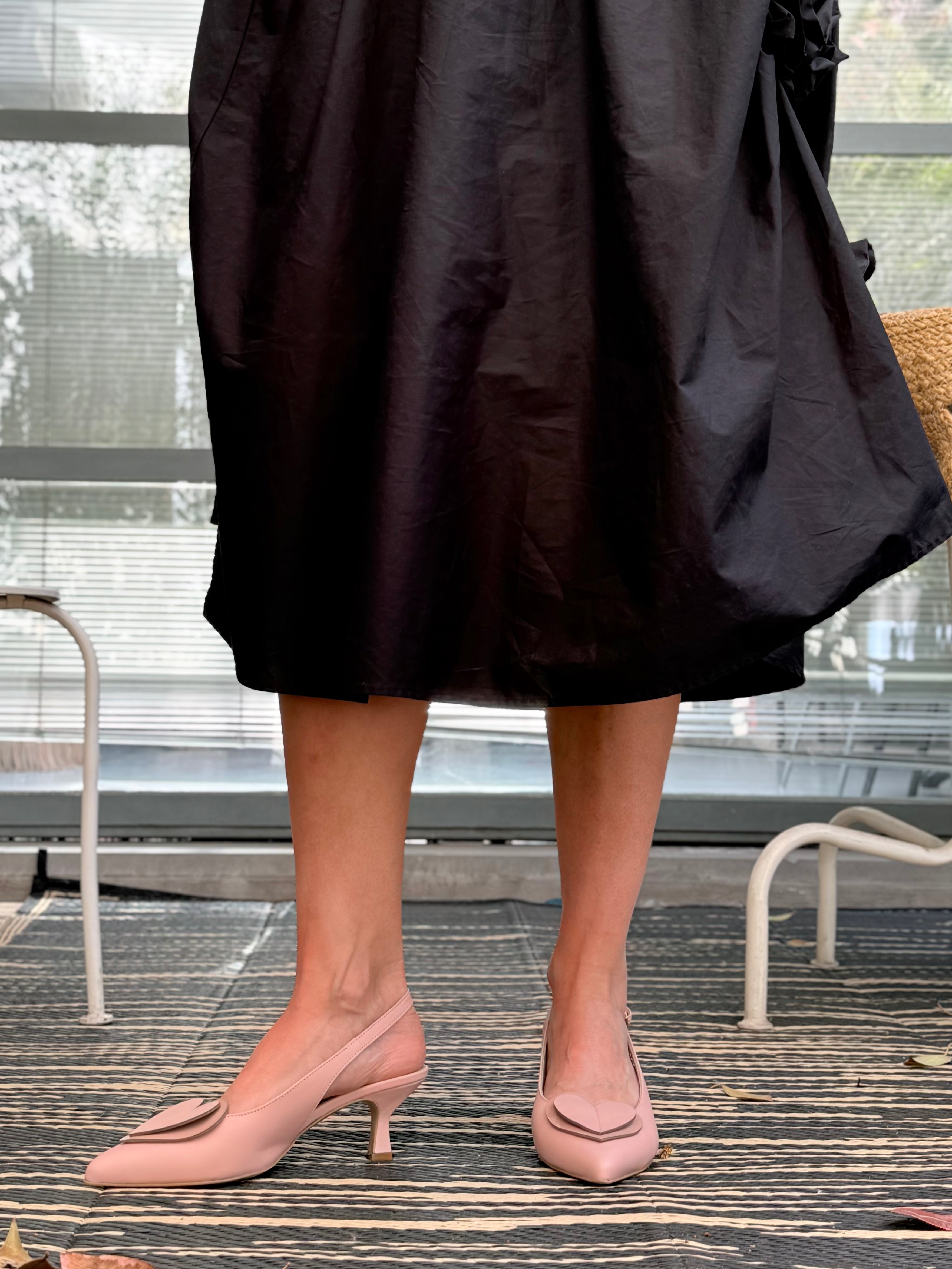 Image of Diana Nude chanel in nappa rosa cipria tacco 5.5 artigianale pugliese