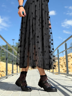 Image of Kola Black bebe t-bar in nappa nera artigianale marchigiana